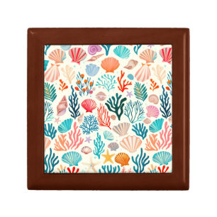 Colorful Tropical Summer Coral Seashell Gift Box