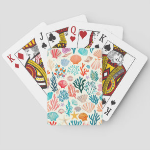 Colorful Tropical Summer Coral Seashell Poker Cards