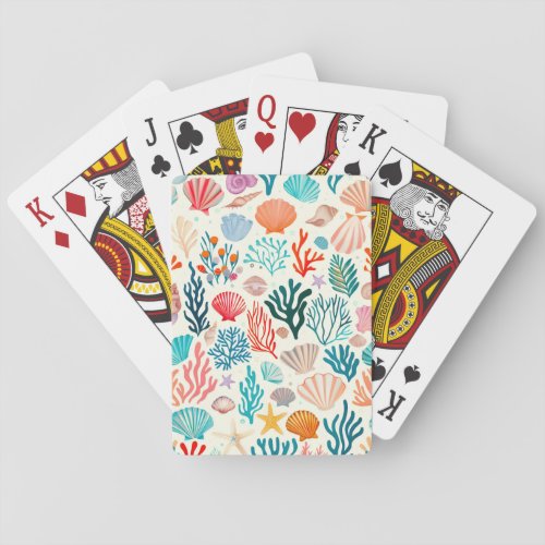 Colorful Tropical Summer Coral Seashell Poker Cards