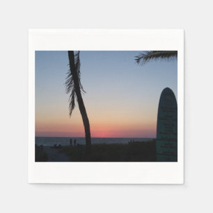 Colorful tropical sunset on napkins