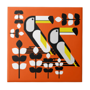 Colorful Tropical Toucan Artwork Ceramic Tile