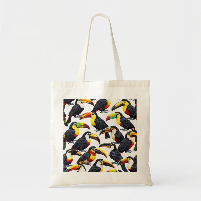 Colorful Tropical Toucan Bird Pattern Tote Bag (Front)
