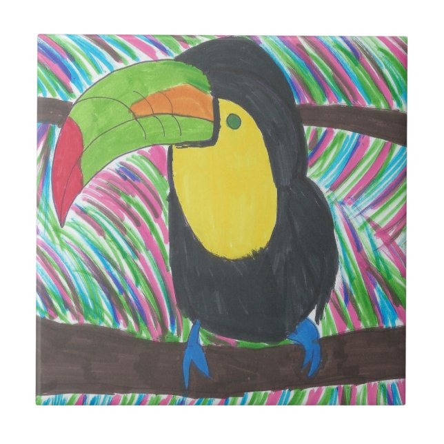 Colorful Tropical Toucan  Ceramic Tile (Front)