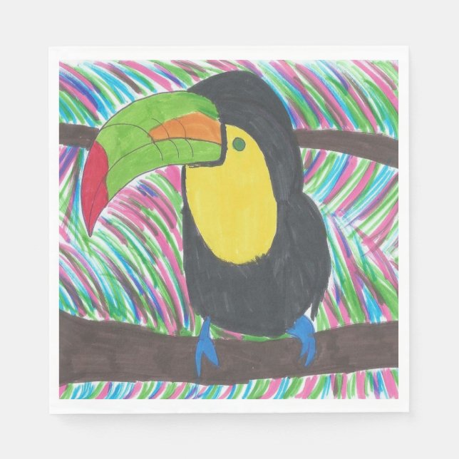 Colorful Tropical Toucan Paper Napkins (Front)
