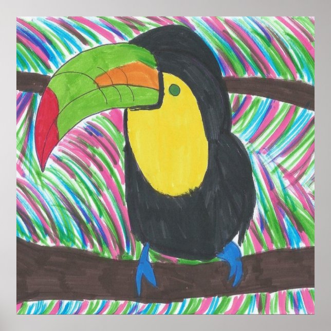 Colorful Tropical Toucan Poster (Front)