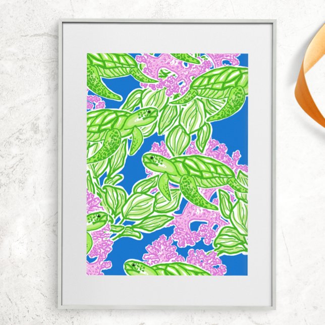 Colorful Tropical Turtle Pattern Poster (Creator Uploaded)
