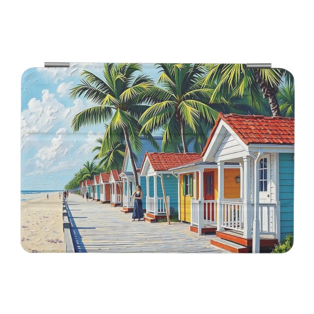 Colorful Tropical Vibrant Beach Huts iPad Mini Cover (Horizontal)