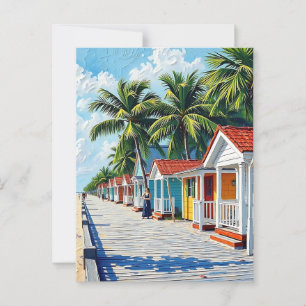 Colorful Tropical Vibrant Beach Huts  Postcard