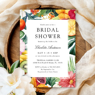 Colorful Tropical Watercolor Bridal Shower Invitation