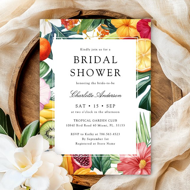Colorful Tropical Watercolor Bridal Shower Invitation (Creator Uploaded)
