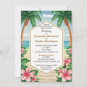 Colorful Tropical Watercolor Wedding Reception Invitation