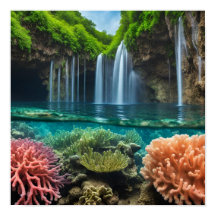 Colorful tropical waterfalls