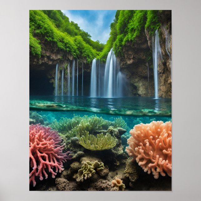 Colorful tropical  waterfalls poster (Front)