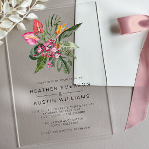 Colorful Tropical Wedding Acrylic Invitations