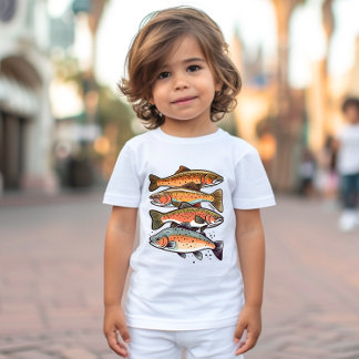 Colorful Trout in A Row Fishing With Daddy Toddler T-shirt