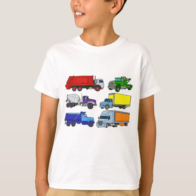 Colorful Trucks Illustrations T-Shirt (Front)