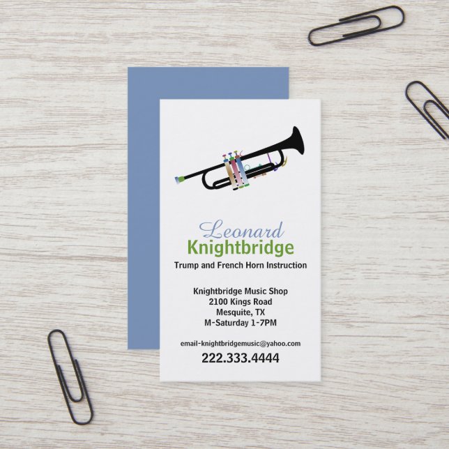 Colorful Trumpet Business Card (Front/Back In Situ)