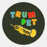 Colorful Trumpet Classic Round Sticker