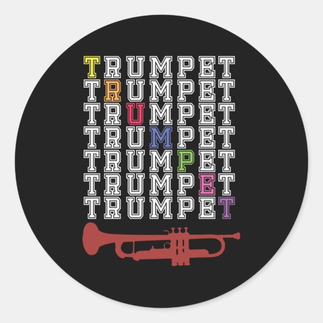 Colorful Trumpet Classic Round Sticker (Front)