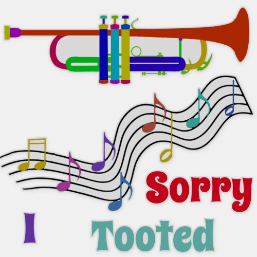 Colorful Trumpet Musical Notes and Text Sticker
