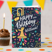 Colorful Trumpet Musician Birthday Card