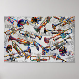 Colorful Trumpet Poster by Juleez, Trumpet Art
