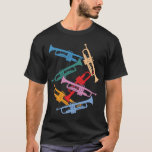 Colorful Trumpets T-Shirt<br><div class="desc">Colorful trumpets in silhouette</div>