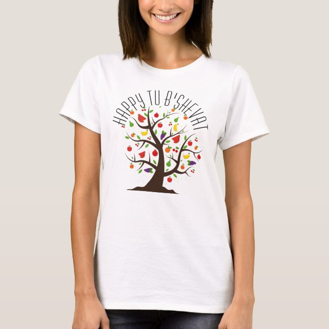 Colorful Tu B'Shevat Fruit Tree T-Shirt (Front)