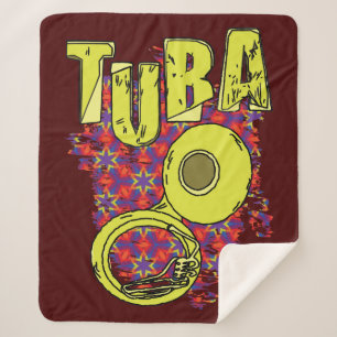 Colorful Tuba Text and Pattern Sherpa Blanket