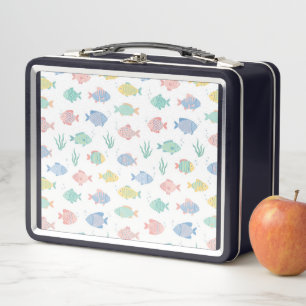 Colorful Tulimet Tropical Fish Pattern Metal Lunch Box