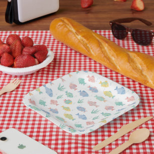 Colorful Tulimet Tropical Fish Pattern Paper Plates