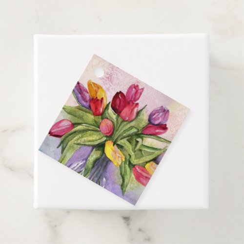 Colorful Tulip Bouquet Favor Tags