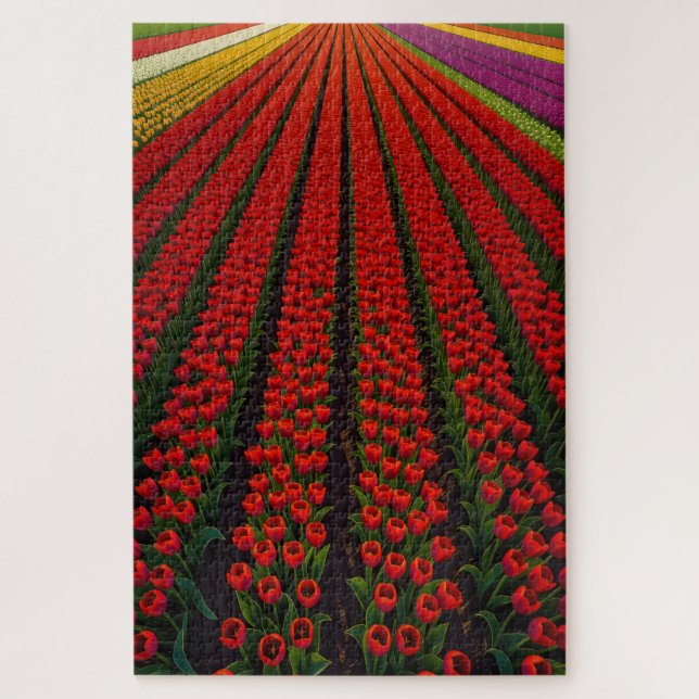 Colorful Tulip Fields Jigsaw Puzzle (Vertical)