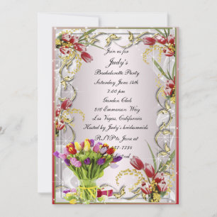Colorful Tulip Floral Bachelorette Party Invite