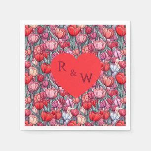 Colorful Tulip Floral Beach Wedding Napkins