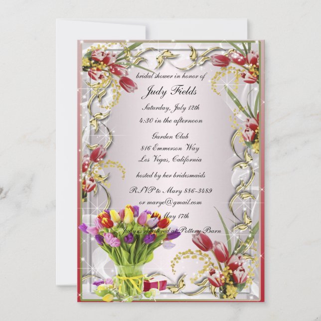 Colorful Tulip Floral Bridal Shower Invitation (Front)