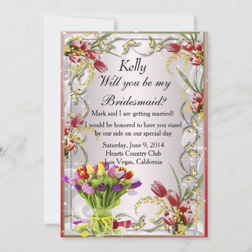 Colorful Tulip Floral Bridesmaid Card