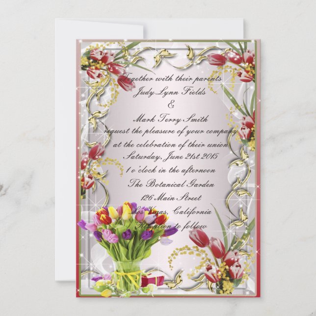 Colorful Tulip Floral Invitation (Front)