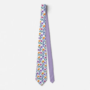 Colorful Tulip Floral Pattern Neck Tie