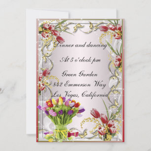 Colorful Tulip Floral Reception Card