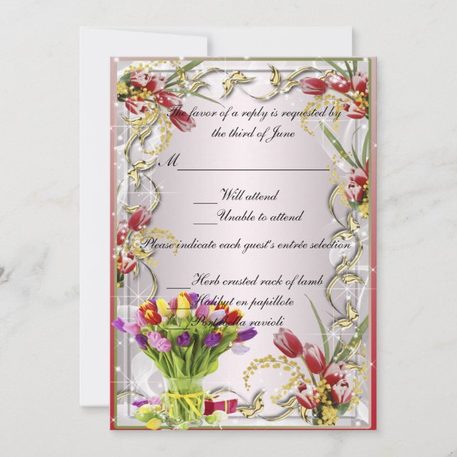 Colorful Tulip Floral Response Card (Front)