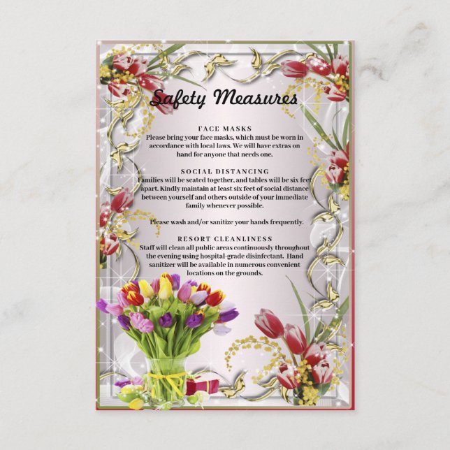 Colorful Tulip Floral Wedding Safety Measures Enclosure Card (Front)