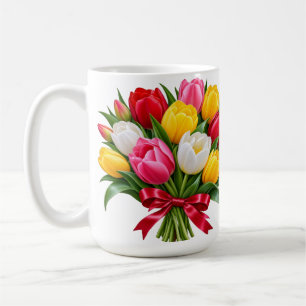 Colorful Tulip Flower Bouquet Ceramic Coffee Mug