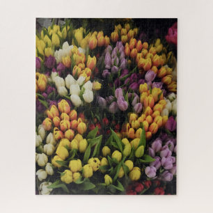 Colorful Tulip Flower Garden in Bloom, Hard Jigsaw Puzzle