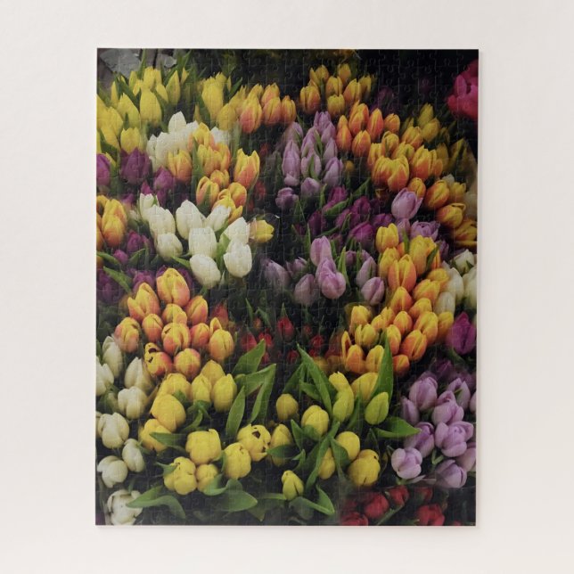 Colorful Tulip Flower Garden in Bloom, Hard Jigsaw Puzzle (Vertical)