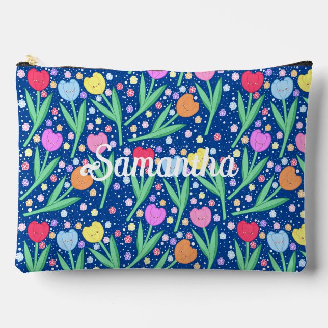 Colorful Tulip Flowers Accessory Pouch (Front)