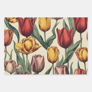Colorful Tulip Flowers All Occasion  Wrapping Paper Sheets