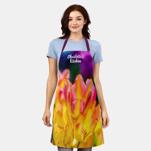 Colorful Tulip Flowers Apron