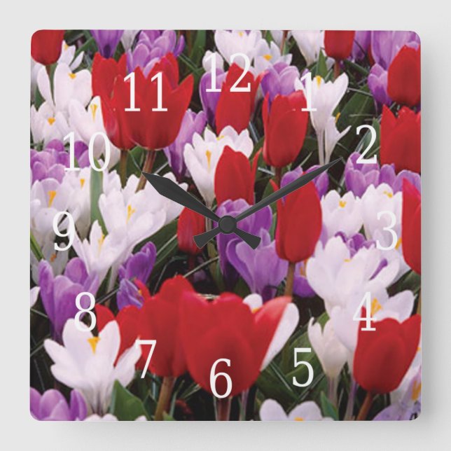 Colorful Tulip Flowers Clock (Front)