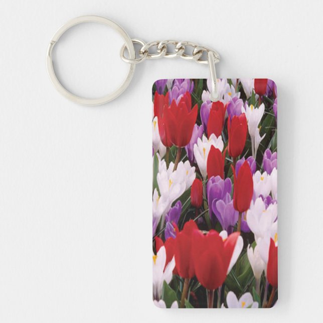 Colorful Tulip Flowers Key Chain (Front)
